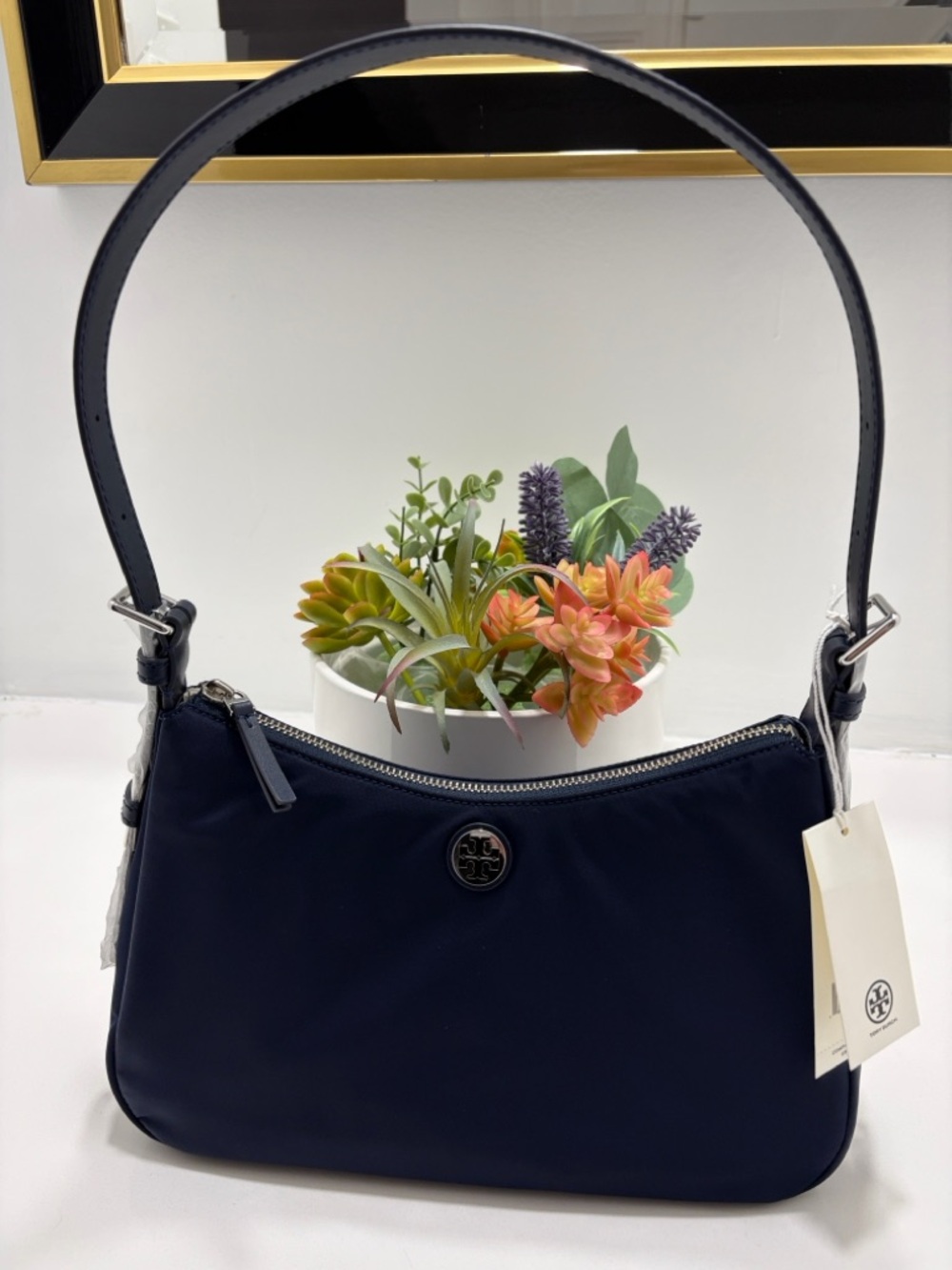 NWT Tory Burch Navy Blue Nylon Shoulder Bag